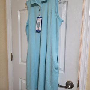 Greg Norman Collection Sleeveless Collared Midi Dress in Aqua